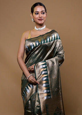 Grey Tissue Silk Saree With Blouse Piece