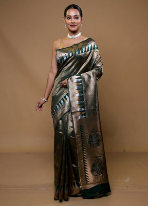 Grey Tissue Silk Saree With Blouse Piece