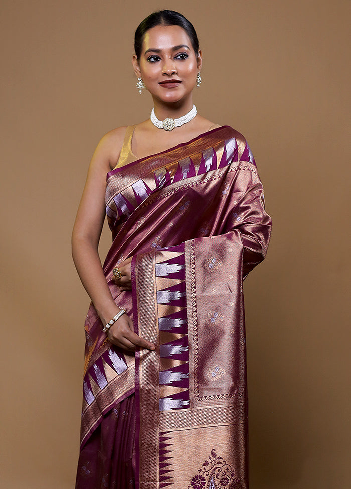 Purple Tissue Silk Saree With Blouse Piece