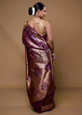 Purple Tissue Silk Saree With Blouse Piece