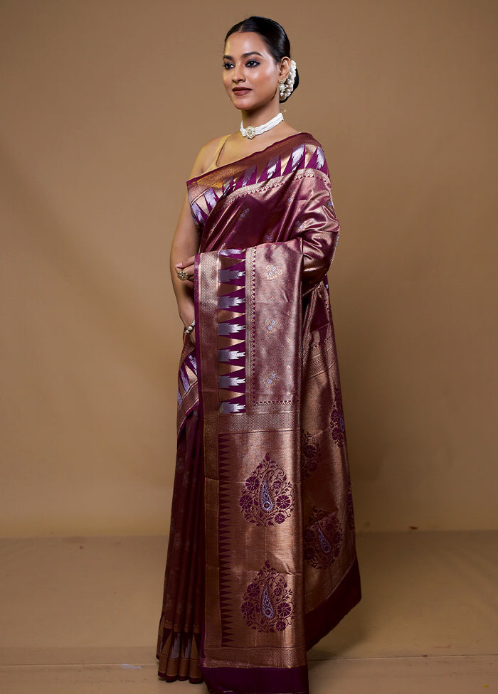 Purple Tissue Silk Saree With Blouse Piece