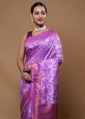 Purple Dupion Silk Saree With Blouse Piece