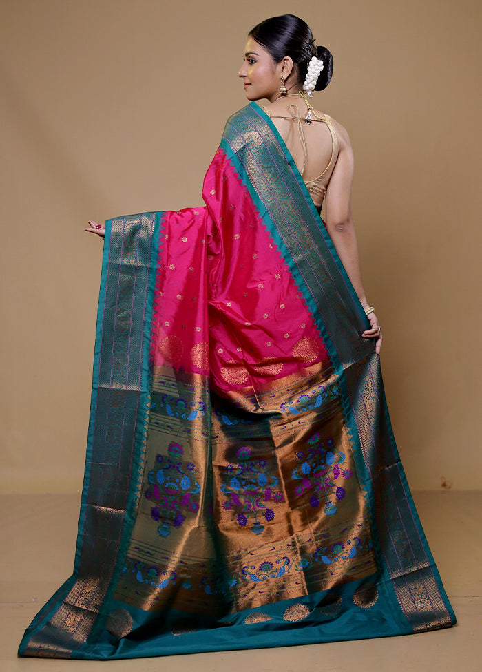 Pink Kanjivaram Silk Saree With Blouse Piece