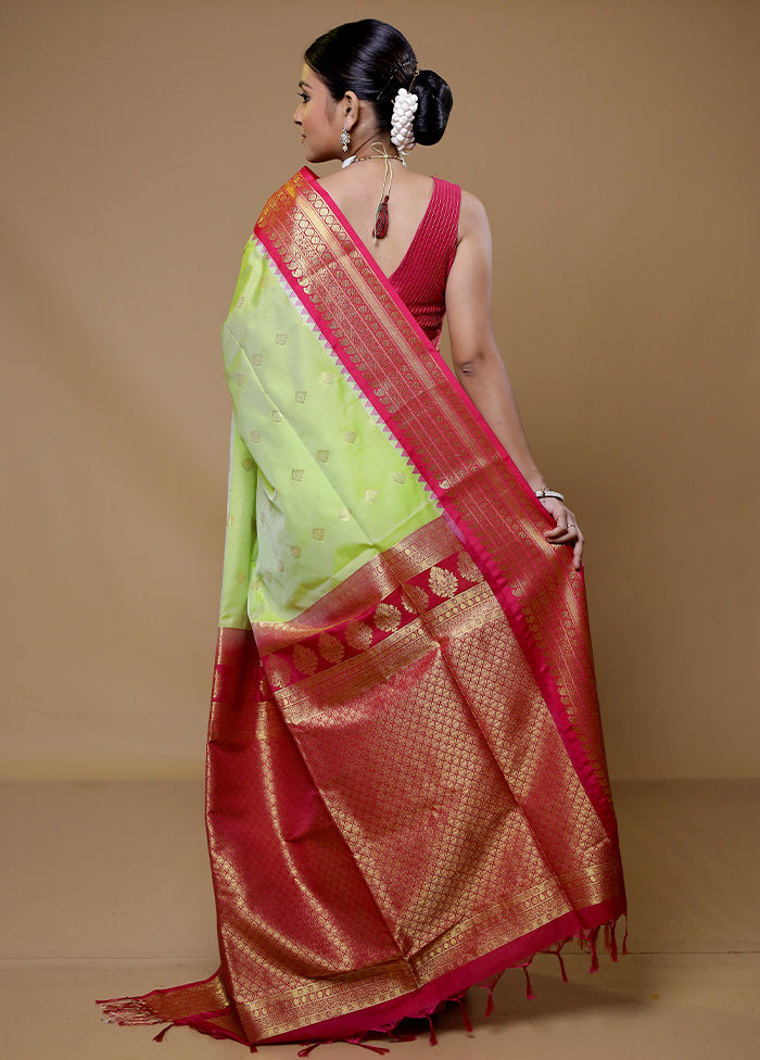 Green Kanjivaram Silk Saree With Blouse Piece