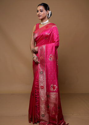 Pink Dupion Silk Saree With Blouse Piece