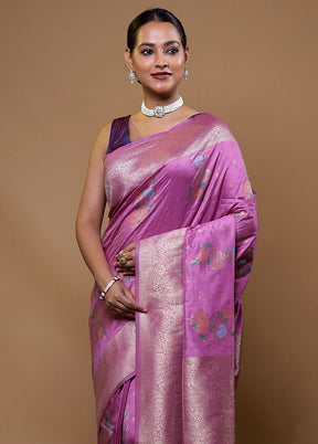 Purple Dupion Silk Saree With Blouse Piece