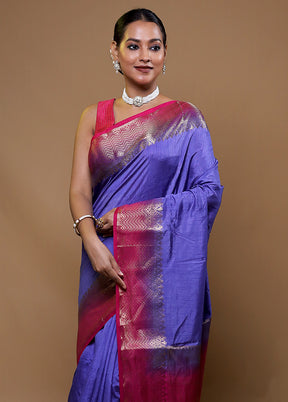 Purple Dupion Silk Saree With Blouse Piece