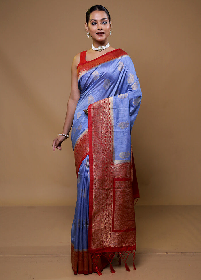 Purple Dupion Silk Saree With Blouse Piece