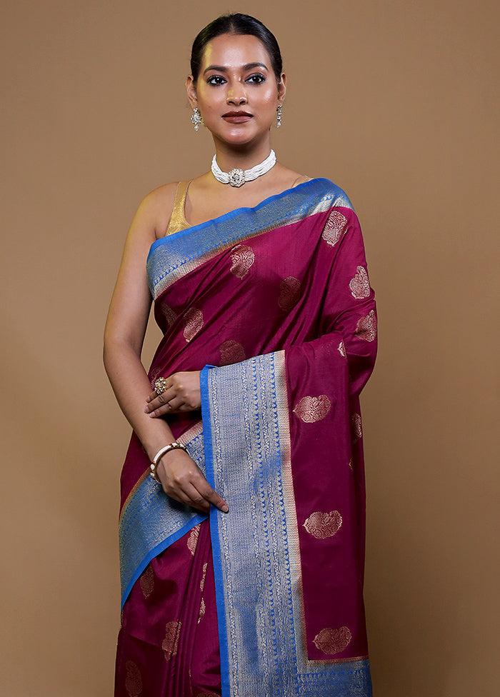 Purple Dupion Silk Saree With Blouse Piece