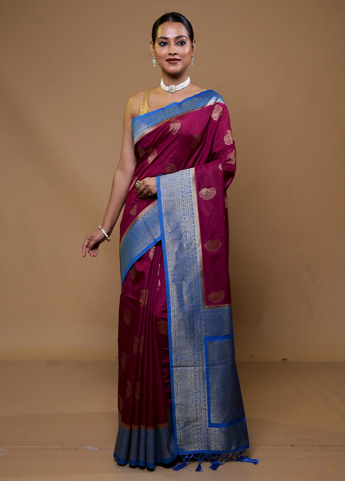 Purple Dupion Silk Saree With Blouse Piece