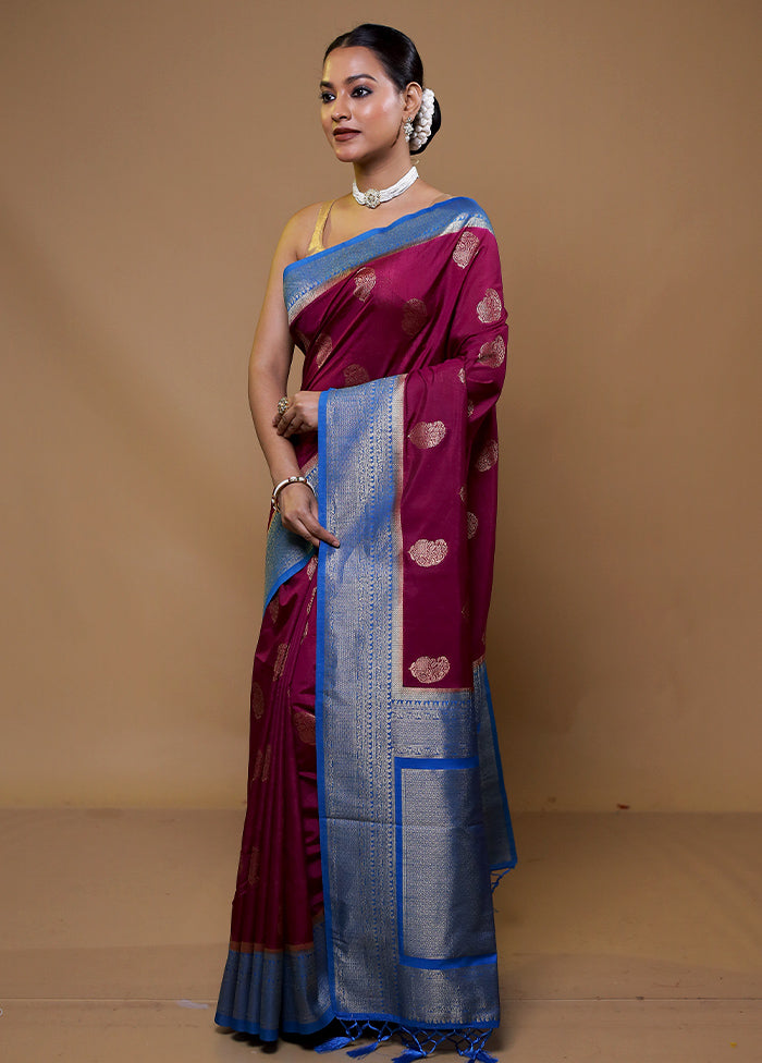 Purple Dupion Silk Saree With Blouse Piece