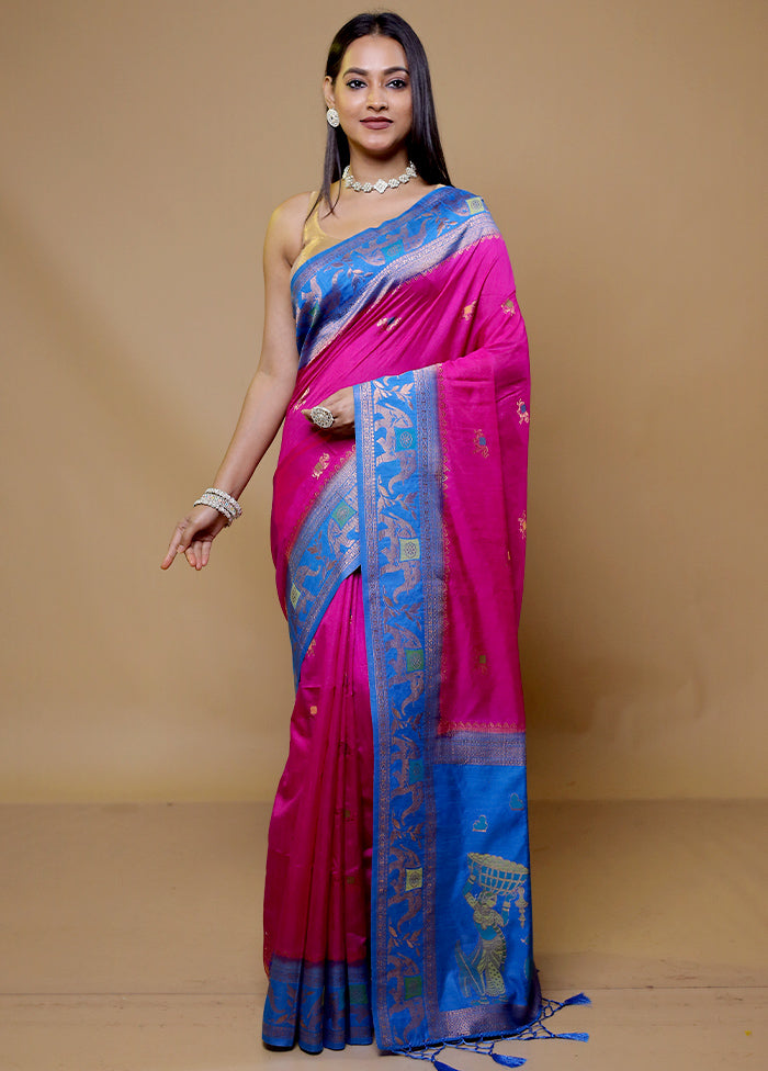 Pink Dupion Silk Saree With Blouse Piece