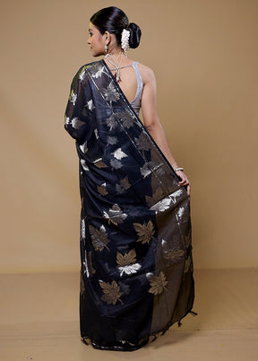 Black Cotton Saree With Blouse Piece