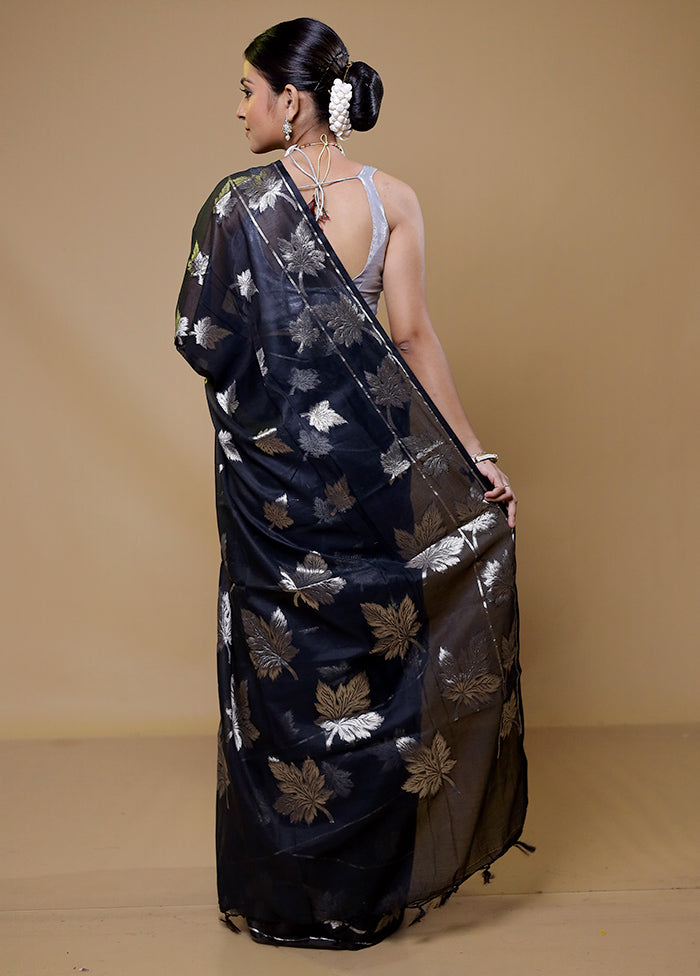 Black Cotton Saree With Blouse Piece