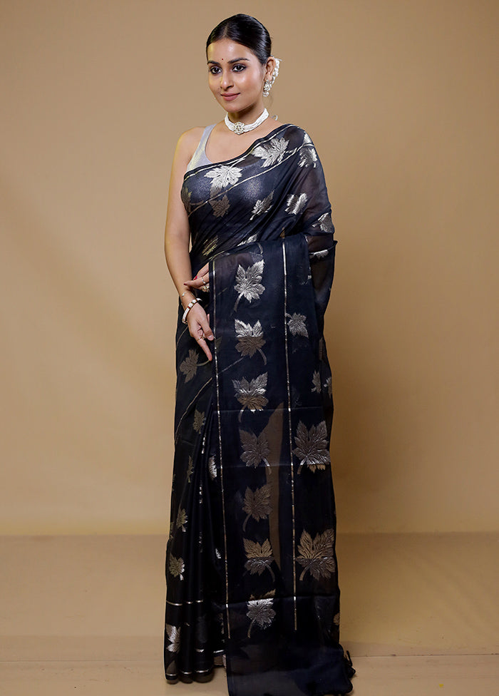 Black Cotton Saree With Blouse Piece