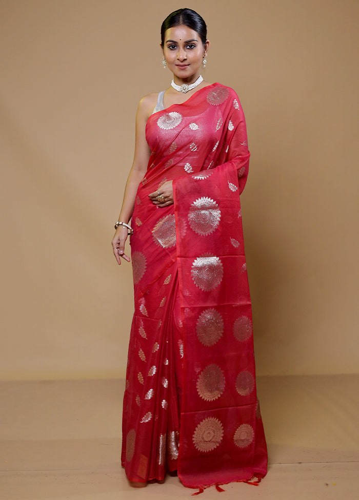 Pink Cotton Saree With Blouse Piece