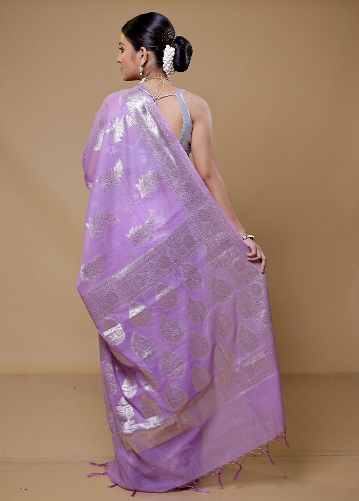 Purple Cotton Saree With Blouse Piece