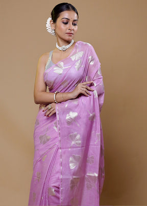 Purple Cotton Saree With Blouse Piece