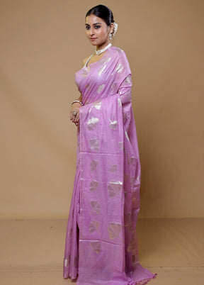 Purple Cotton Saree With Blouse Piece