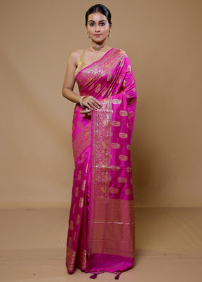 Pink Dupion Silk Saree With Blouse Piece