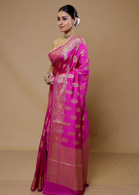 Pink Dupion Silk Saree With Blouse Piece