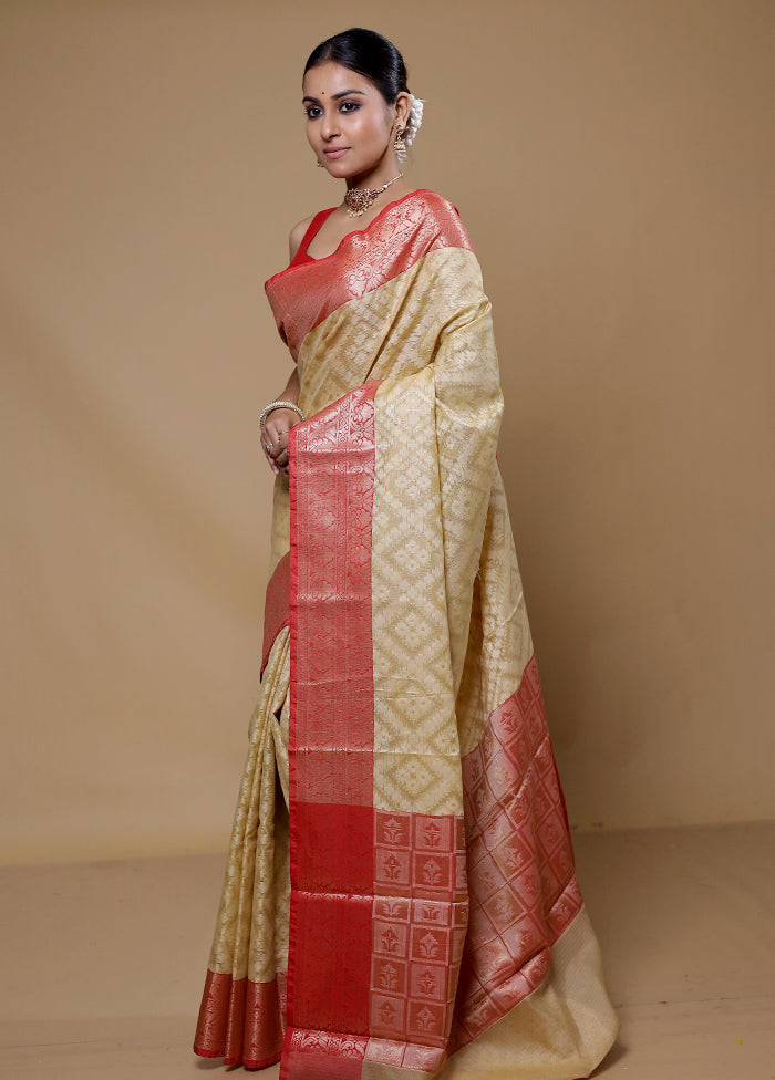 Cream Kota Cotton Saree With Blouse Piece