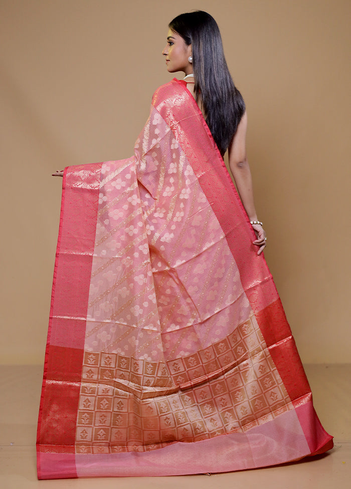 Pink Kota Cotton Saree With Blouse Piece