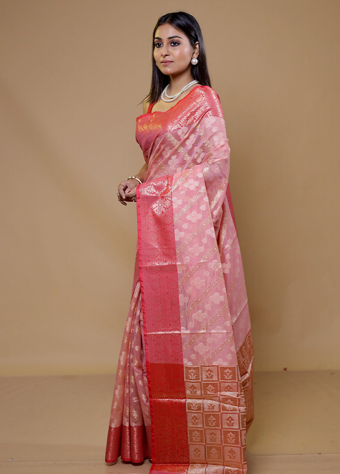 Pink Kota Cotton Saree With Blouse Piece