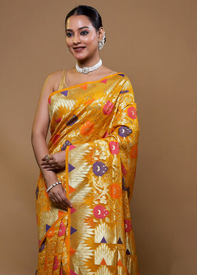 Yellow Organza Saree With Blouse Piece