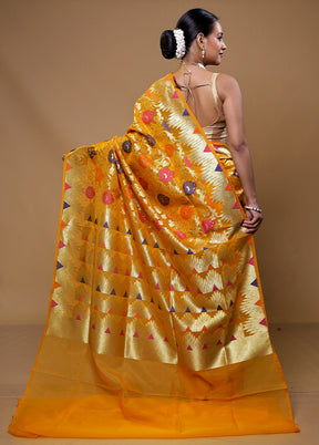 Yellow Organza Saree With Blouse Piece