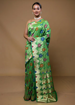 Green Organza Saree With Blouse Piece