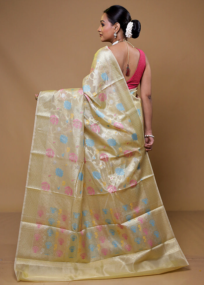 Yellow Organza Saree With Blouse Piece