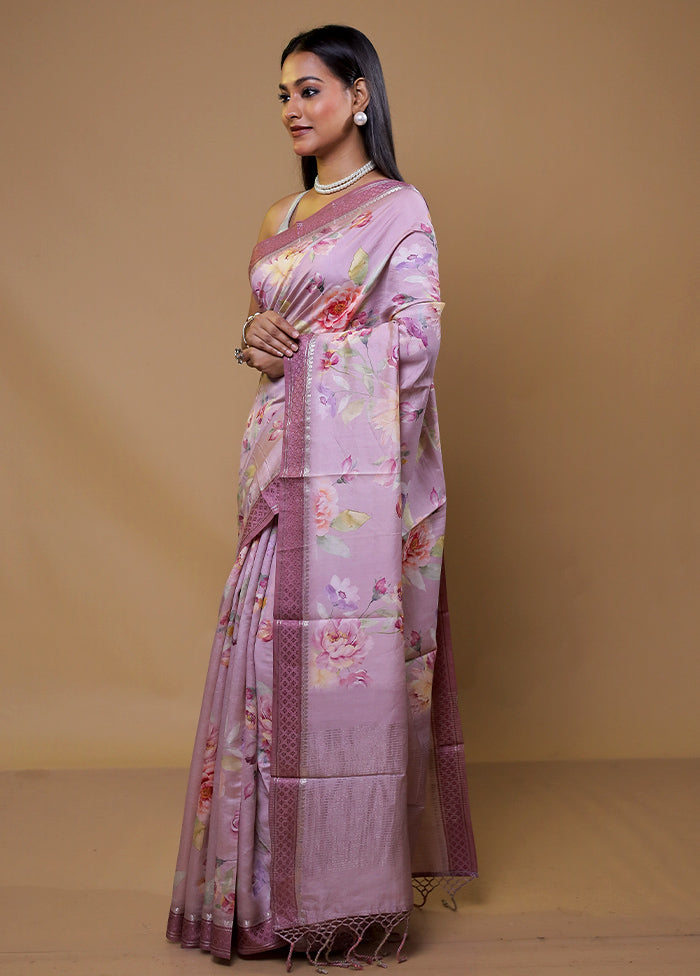 Purple Pure Mysore Silk Saree Without Blouse Piece