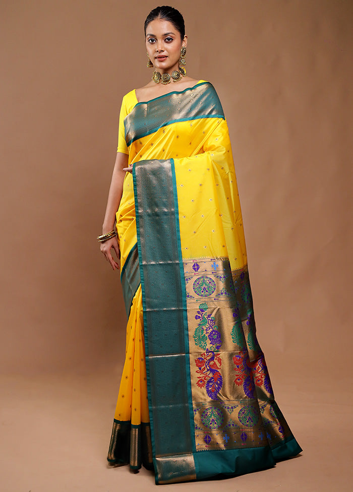 Yellow Kanjivaram Silk Saree With Blouse Piece