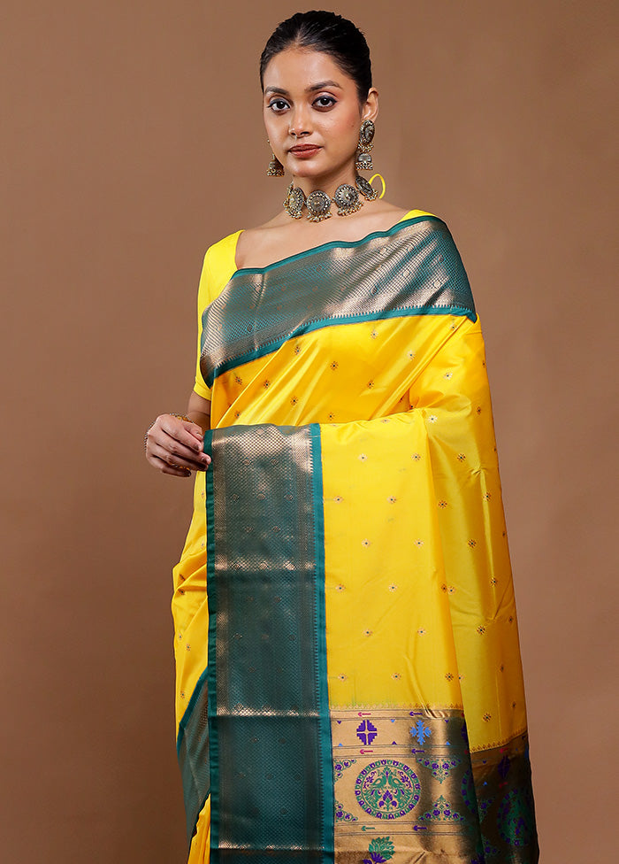 Yellow Kanjivaram Silk Saree With Blouse Piece