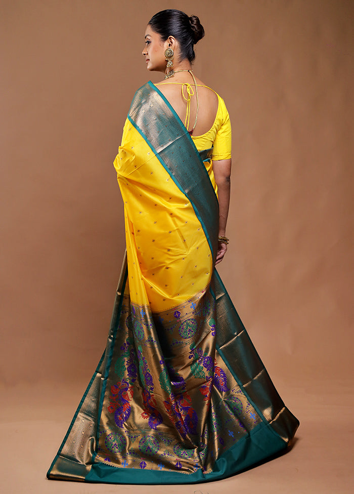 Yellow Kanjivaram Silk Saree With Blouse Piece