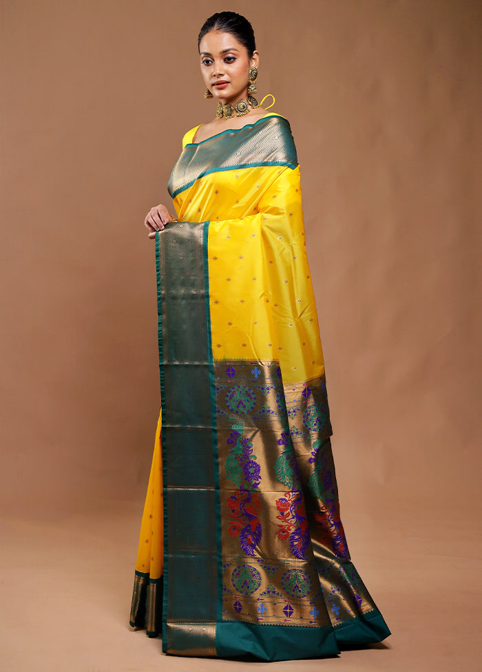 Yellow Kanjivaram Silk Saree With Blouse Piece