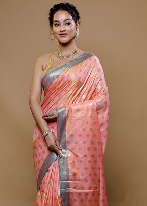 Pink Cotton Saree With Blouse Piece