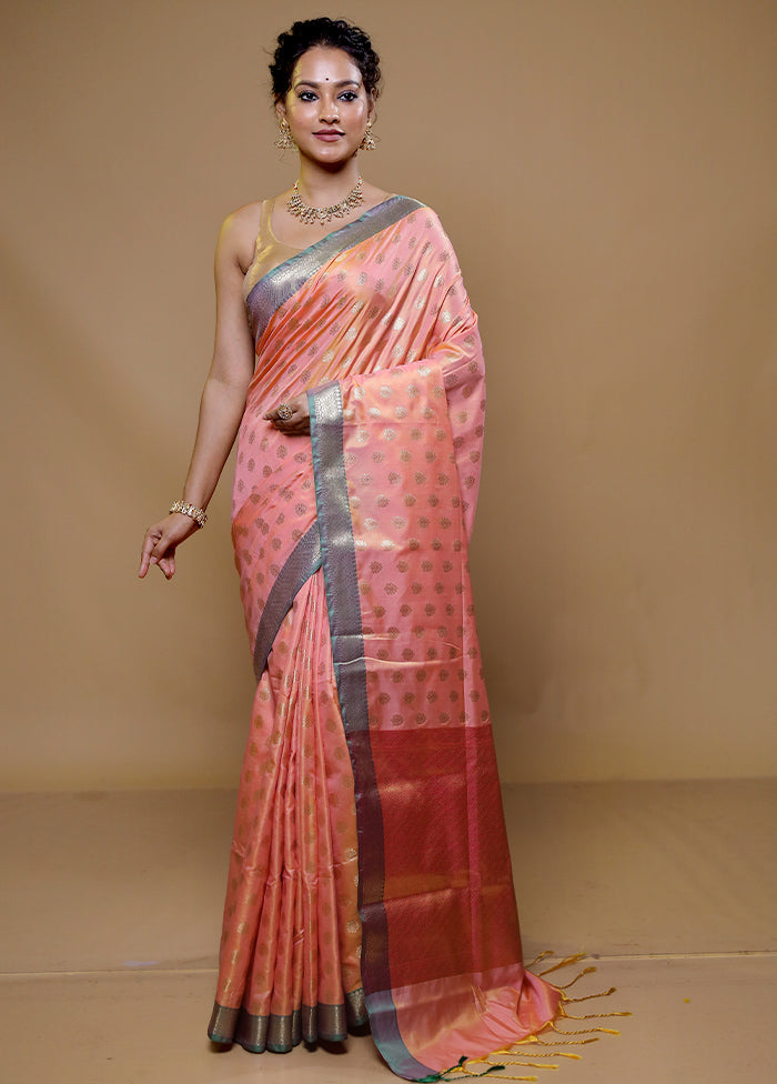 Pink Cotton Saree With Blouse Piece