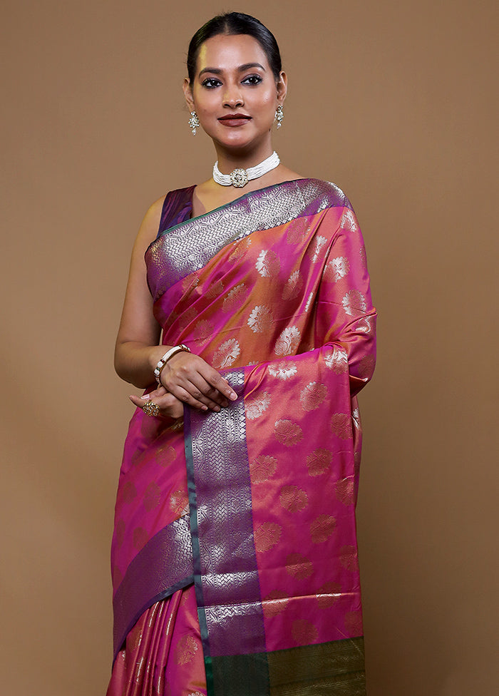 Pink Cotton Saree With Blouse Piece