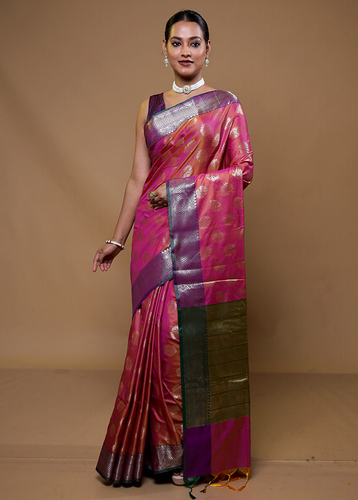 Pink Cotton Saree With Blouse Piece