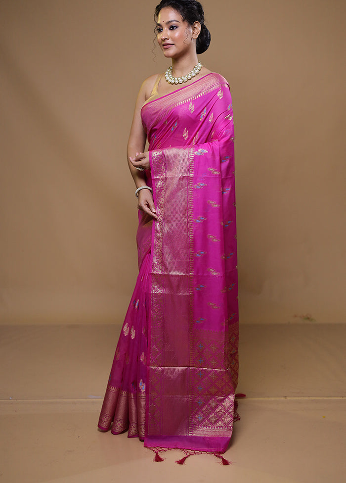 Pink Dupion Silk Saree With Blouse Piece