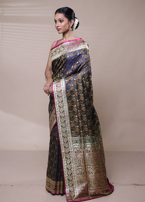 Blue Tanchoi Silk Saree With Blouse Piece