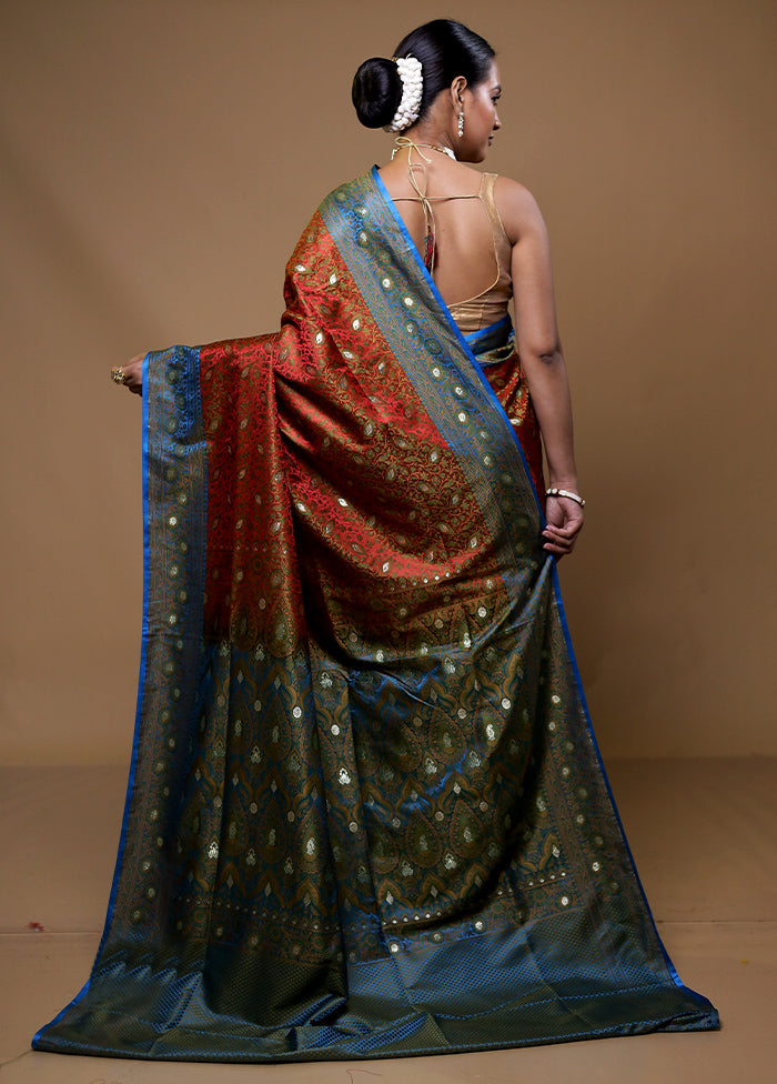 Red Tanchoi Silk Saree With Blouse Piece