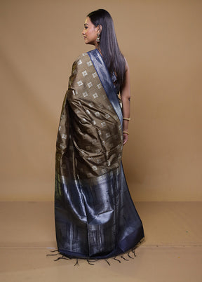 Brown Tussar Silk Saree With Blouse Piece