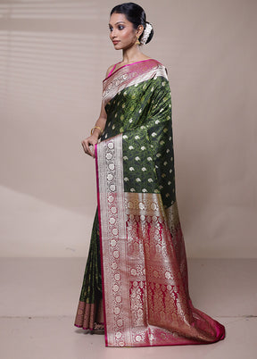 Green Tanchoi Silk Saree With Blouse Piece