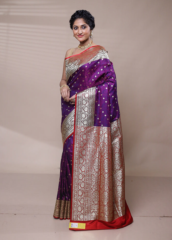 Purple Tanchoi Silk Saree With Blouse Piece