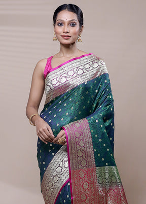 Green Tanchoi Silk Saree With Blouse Piece