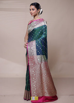 Green Tanchoi Silk Saree With Blouse Piece