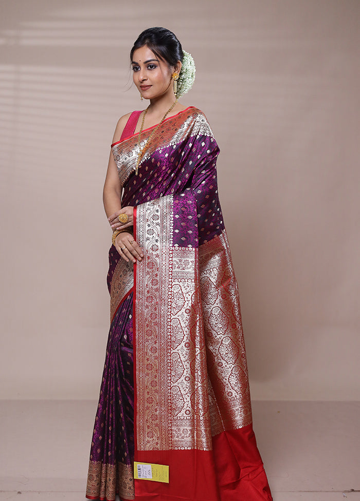 Purple Tanchoi Silk Saree With Blouse Piece